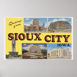 Poster Saudações De Sioux City Iowa, Vintage