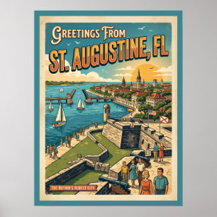 Poster Saudações de St Augustine Retro
