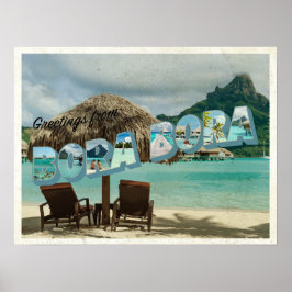 Poster Saudações do cartão antigo de Bora Bora