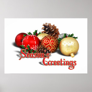 Poster Saudações do Seasons - Baleões e Pinheiros Cones