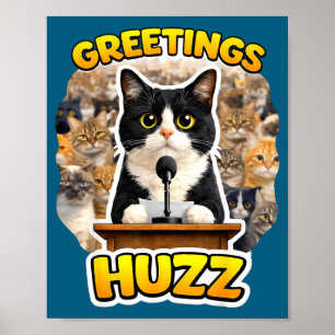Poster Saudações Huzz Lollip Gato Bobo Meme Tuxedo Engraç
