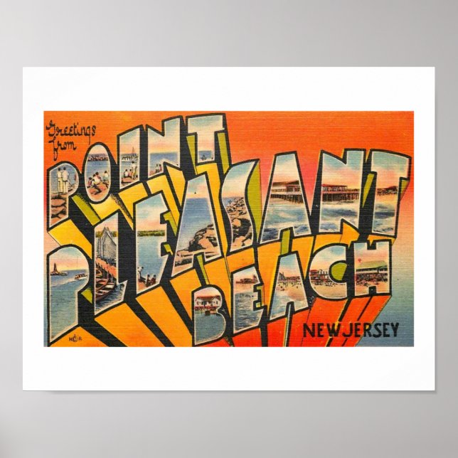 Poster Saudações, Peter. Pleasant Beach, New Jersey Vinta (Frente)