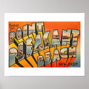 Poster Saudações, Pt. Pleasant Beach, New Jersey Vintag