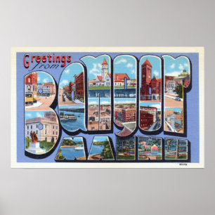Poster Saudações Vintage de Bangor Maine Viagem