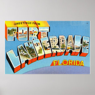 Poster Saudações Vintage de Fort Lauderdale Florida