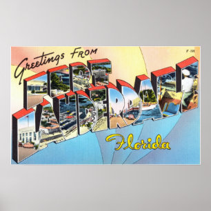 Poster Saudações Vintage de Fort Lauderdale Florida Pos