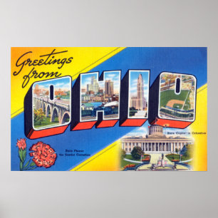 Poster Saudações Vintage De Ohio Viagem