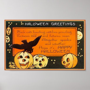 Póster Saudações Vintage Halloween