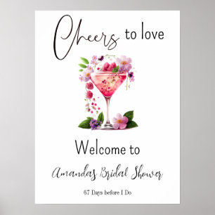 Poster Saúde ao Chá de panela Floral Rosa Esmagador