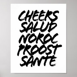 Poster Saúde aos Bonés Salud Noroc Proost Sante Grunge