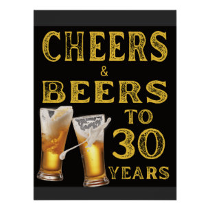 Póster Saúde e Cervejas aos 30 anos Engraçados