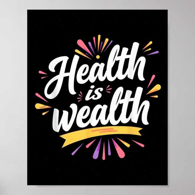 Poster Saúde é riqueza - Design de orçamento motivacional (Frente)