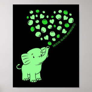 Poster Saúde Mental Consciência Elefante Coração Apoiante