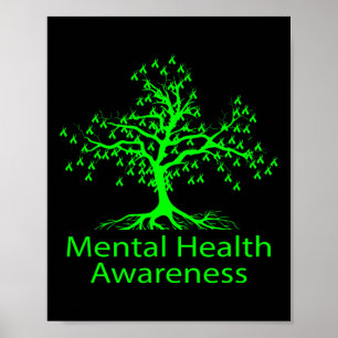 Poster Saúde mental Consciência verde Árvore Saúde mental
