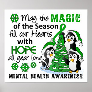 Póster Saúde mental dos pinguins do Natal