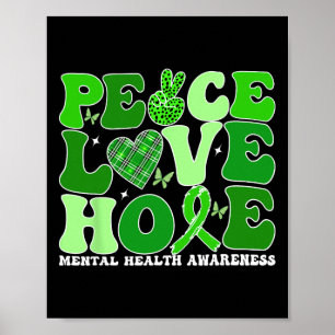 Poster Saúde Mental Paz Amor Esperança Verde Saúde Mental