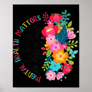 Poster Saúde Mental Protege Flores Espalham Saúde Mental