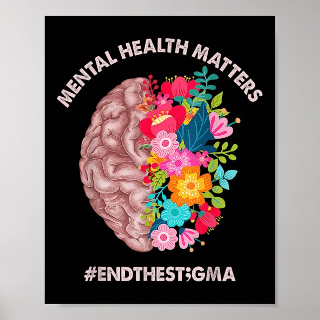 Poster Saúde Mental S Consciência Mês Camisa Fim Do Esgui (Frente)