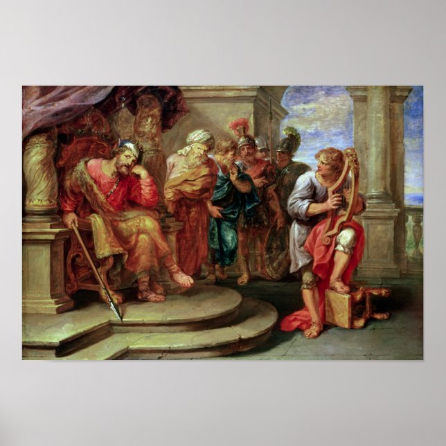 Póster Saul ouvindo David tocando a Harp (Frente)