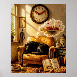 Poster Sausage O’Clock Dreamtime – Arte Surrealista de Cã
