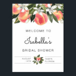 Poster Savana - Chá de panela de Pêssegos Aquarela<br><div class="desc">Este sinal de boas-vindas do chá de panela apresenta pêssegos aquosos,  branco floral e letra de script caprichoso. Todo o texto é editável para corresponder a qualquer necessidade de evento - chá de fraldas,  chá de panela,  fim de semana de folhetos,  etc.</div>