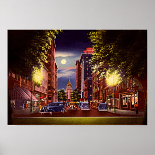 Póster Savana, rua de Geórgia Bull na noite