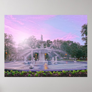 Poster Savannah Georgia Forsyth Park Fountain