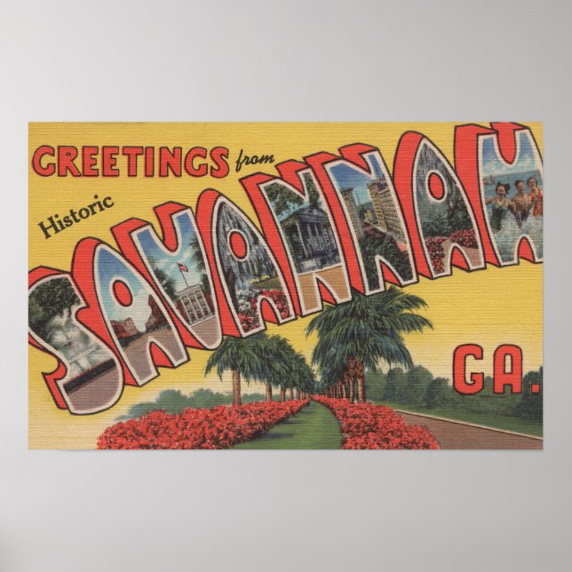 Póster Savannah, Geórgia (Histórica) - Letra Grande (Frente)