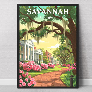 Poster Savannah Geórgia Vintage