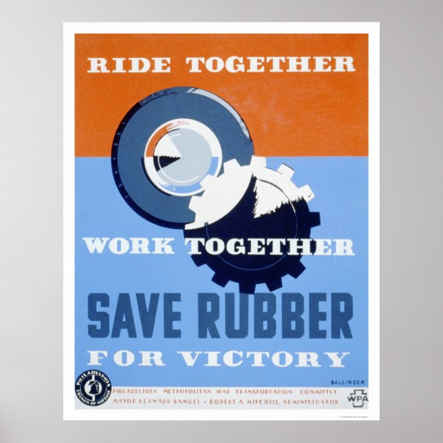 Póster Save Rubber Commute 1943 WPA (Frente)