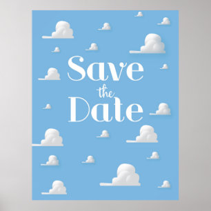 Poster Save the Date vintage sky and clouds invite