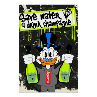 Póster Save Water, Drink Champagne (Neon Drip Duck)