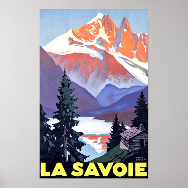 Poster Savoie, Alpes franceses, França, montanha de neve (Frente)