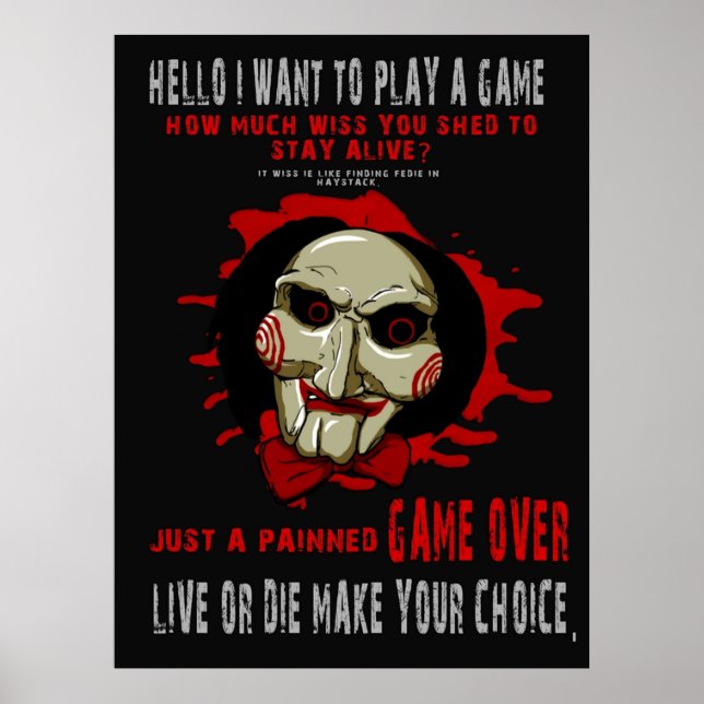 Poster Saw-Hello eu quero jogar um jogo (Frente)