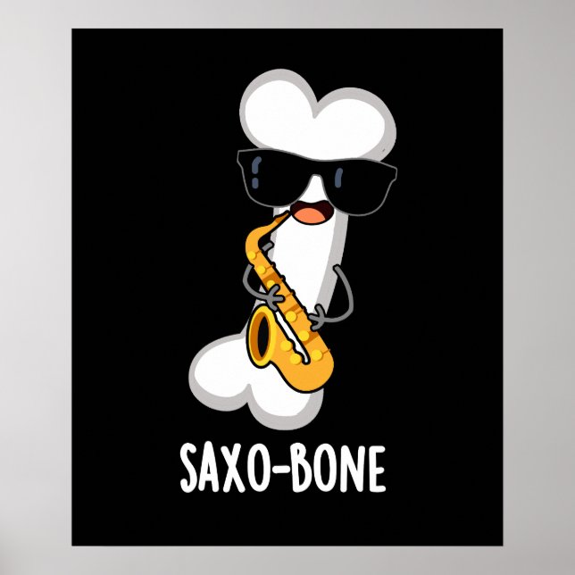 Poster Saxo-bone Funny Bone Funny Music Pun Dark BG (Frente)