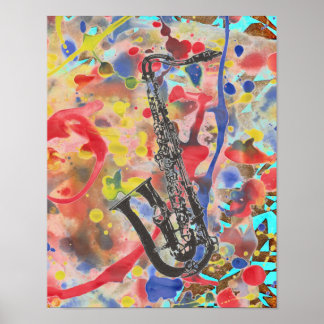 Póster Saxofone Abstrato