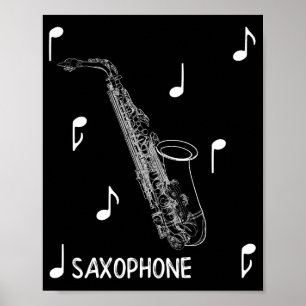 Poster Saxofone das notas musicais