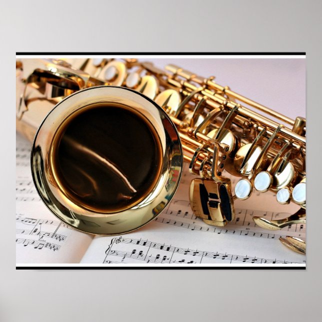 Poster Saxofone, fotografia em close (Frente)