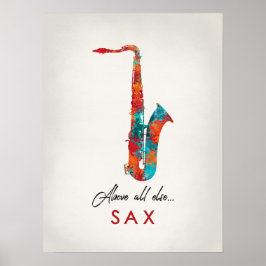 Poster Saxofone - Música Colorida Brilhante