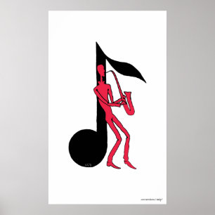 Poster Saxofone tocando pintura caneta