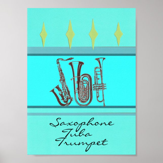 Poster Saxofone Tuba Trumpet (Frente)