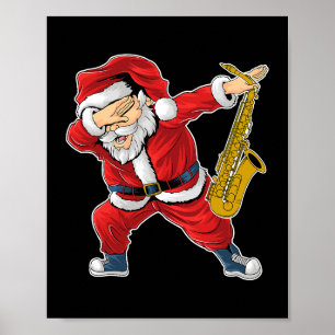 Poster Saxofonista Santa Claus Saxofone Jazz e Blues M