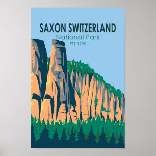 Poster Saxon Suiça National Park Alemanha Vintage