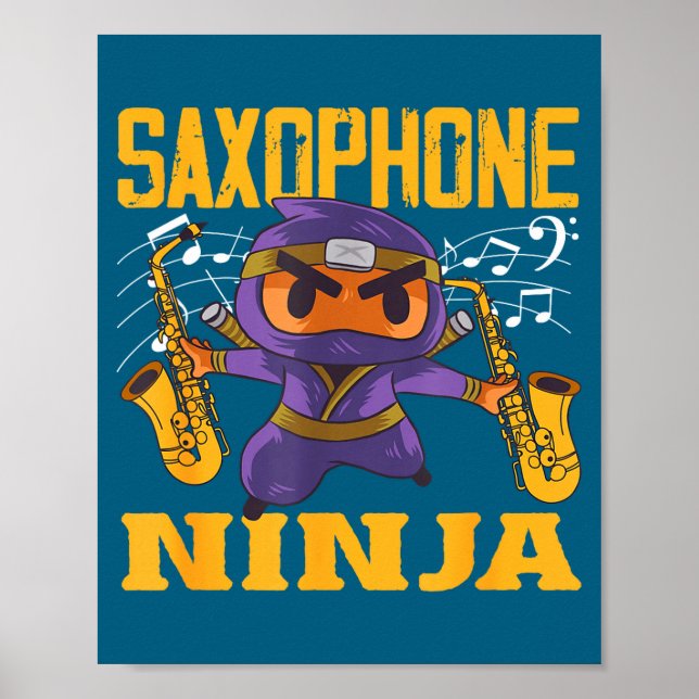 Poster Saxophonist Ninja Saxophone Smile (Frente)