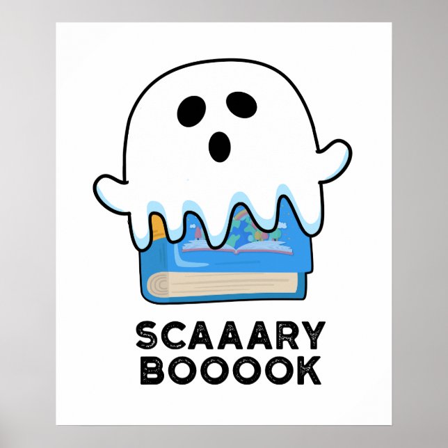 Poster Scaaaary Boook Funny Ghost Book Pun (Frente)