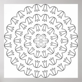 Poster Scalloped Tulip Ring Mandala with Soft Petal Flow