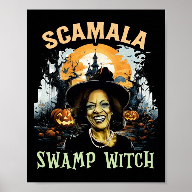 Poster Scamala Kamala Harris Maltratado Halloween de Brux (Frente)