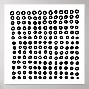 Poster Scandinavian Black White Abstract Circle Rows Art