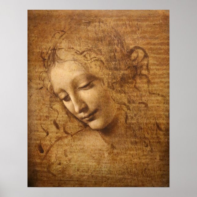 Poster Scapigliata, Cabeça de uma Mulher de Leonardo da V (Frente)
