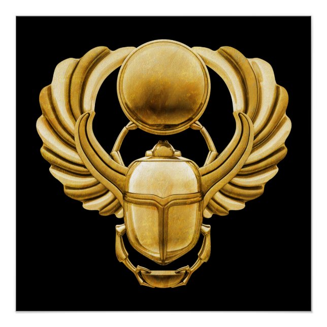 Póster Scarab Egípcio Dourado (Frente)